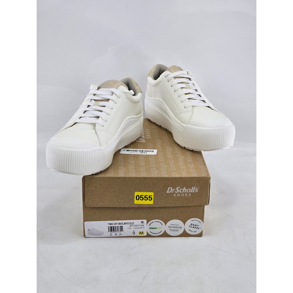 Dr. Scholl's Time Off Max Sneakers Womens 9 White Gold Platform - VG